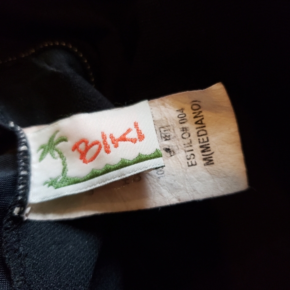 3/$25 Biki One Piece Swimsuit Tie in Back Black with White Piping size M - Picture 5 of 6